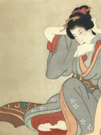 Antique Japanese Hand-Painted Silk Shunga Art Ukiyoe Kimono Couple Scene SP16