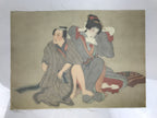 Antique Japanese Hand-Painted Silk Shunga Art Ukiyoe Kimono Couple Scene SP16
