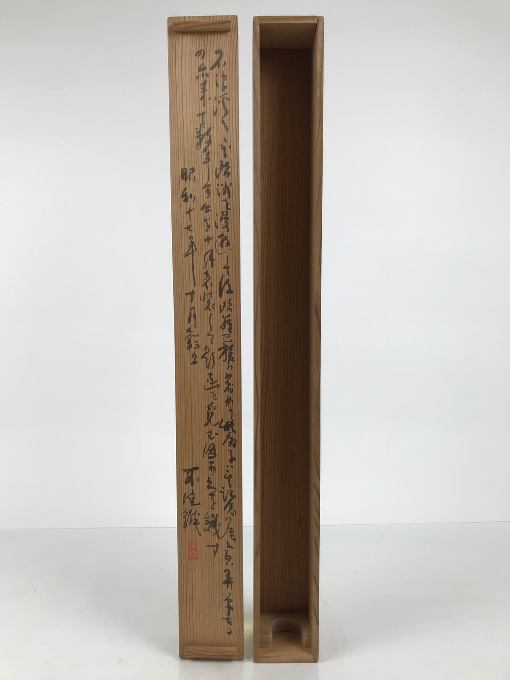 Japanese Wooden Hanging Scroll Box Vtg Kakejiku Hako Inside Length 66.6cm SB372-AD - Scroll Accessory-chidorivintage.com