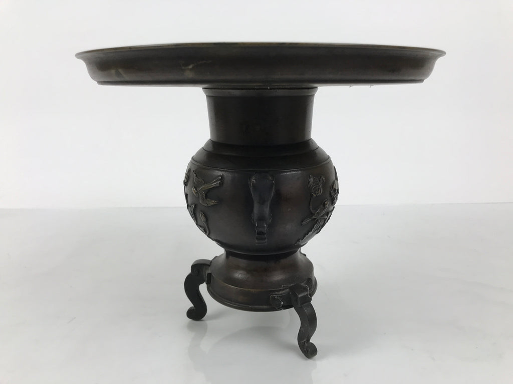 Japanese Bronze Usubata Flower Vase Vtg Ikebana Arrangement 2pc Kabin UB65-KT - Vase-chidorivintage.com