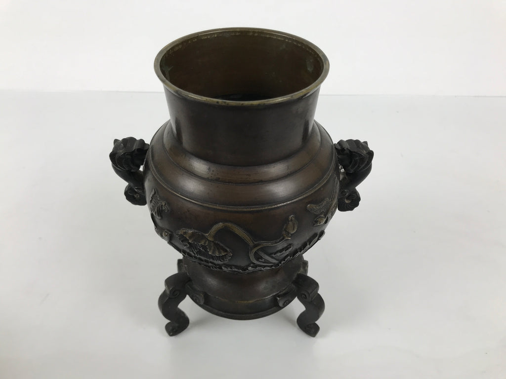 Japanese Bronze Usubata Flower Vase Vtg Ikebana Arrangement 2pc Kabin UB65-KT - Vase-chidorivintage.com
