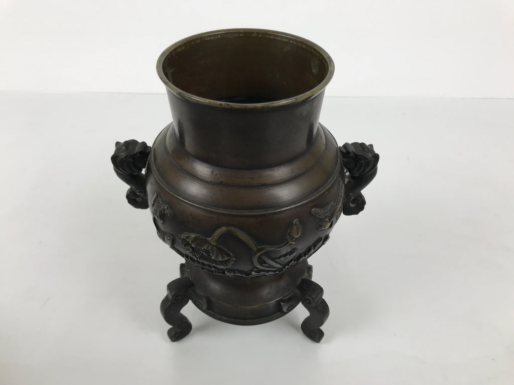 Japanese Bronze Usubata Flower Vase Vtg Ikebana Arrangement 2pc Kabin UB65-KT - Vase-chidorivintage.com