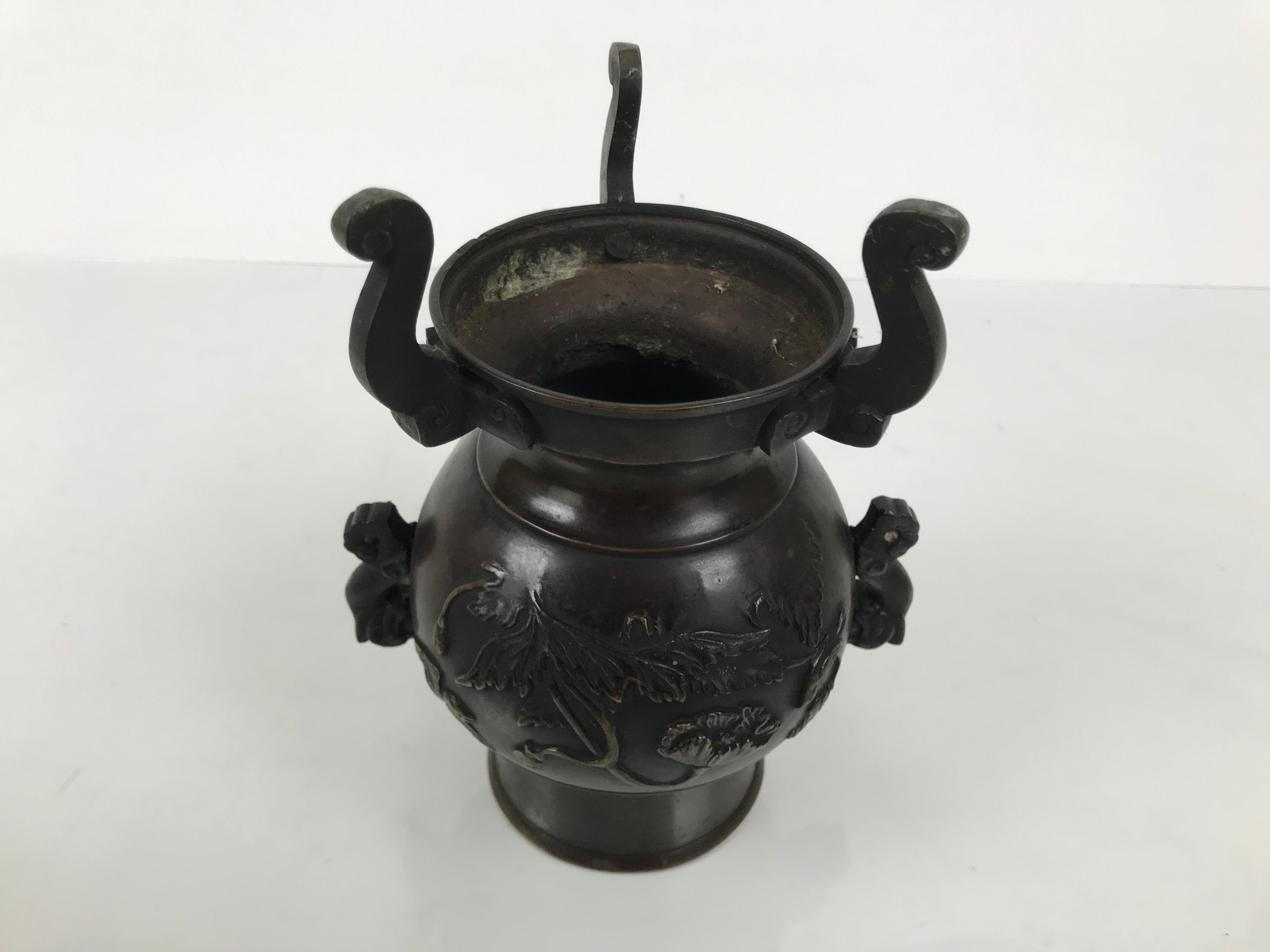 Japanese Bronze Usubata Flower Vase Vtg Ikebana Arrangement 2pc Kabin UB65-KT - Vase-chidorivintage.com