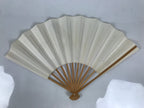 Japanese Paper Folding Fan Sensu Vtg Bamboo Frame White Longevity Hiragana 5D44-AD - Fan-chidorivintage.com