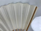 Japanese Paper Folding Fan Sensu Vtg Bamboo Frame White Longevity Hiragana 5D44-AD - Fan-chidorivintage.com