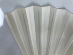 Japanese Paper Folding Fan Sensu Vtg Bamboo Frame White Longevity Hiragana 5D44-AD - Fan-chidorivintage.com