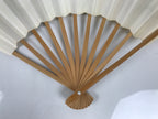 Japanese Paper Folding Fan Sensu Vtg Bamboo Frame White Longevity Hiragana 5D44-AD - Fan-chidorivintage.com