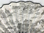 Chinese Paper Folding Fan Sensu Bamboo Frame White Black Kanji Grand Canal 5D91-AD - Fan-chidorivintage.com