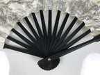 Chinese Paper Folding Fan Sensu Bamboo Frame White Black Kanji Grand Canal 5D91-AD - Fan-chidorivintage.com