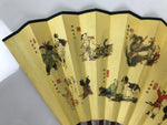 Chinese Fabric Folding Fan Vtg Sensu Bamboo Frame Gold Brown Zodiac 5D92-AD - Fan-chidorivintage.com
