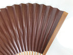 Japanese Large Paper Folding Fan Vtg Sensu Bamboo Frame Glossy Dark Brown 5D45-AD - Fan-chidorivintage.com