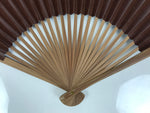 Japanese Large Paper Folding Fan Vtg Sensu Bamboo Frame Glossy Dark Brown 5D45-AD - Fan-chidorivintage.com