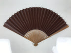 Japanese Large Paper Folding Fan Vtg Sensu Bamboo Frame Glossy Dark Brown 5D45-AD - Fan-chidorivintage.com