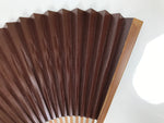 Japanese Large Paper Folding Fan Vtg Sensu Bamboo Frame Glossy Dark Brown 5D45-AD - Fan-chidorivintage.com