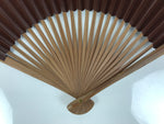 Japanese Large Paper Folding Fan Vtg Sensu Bamboo Frame Glossy Dark Brown 5D45-AD - Fan-chidorivintage.com
