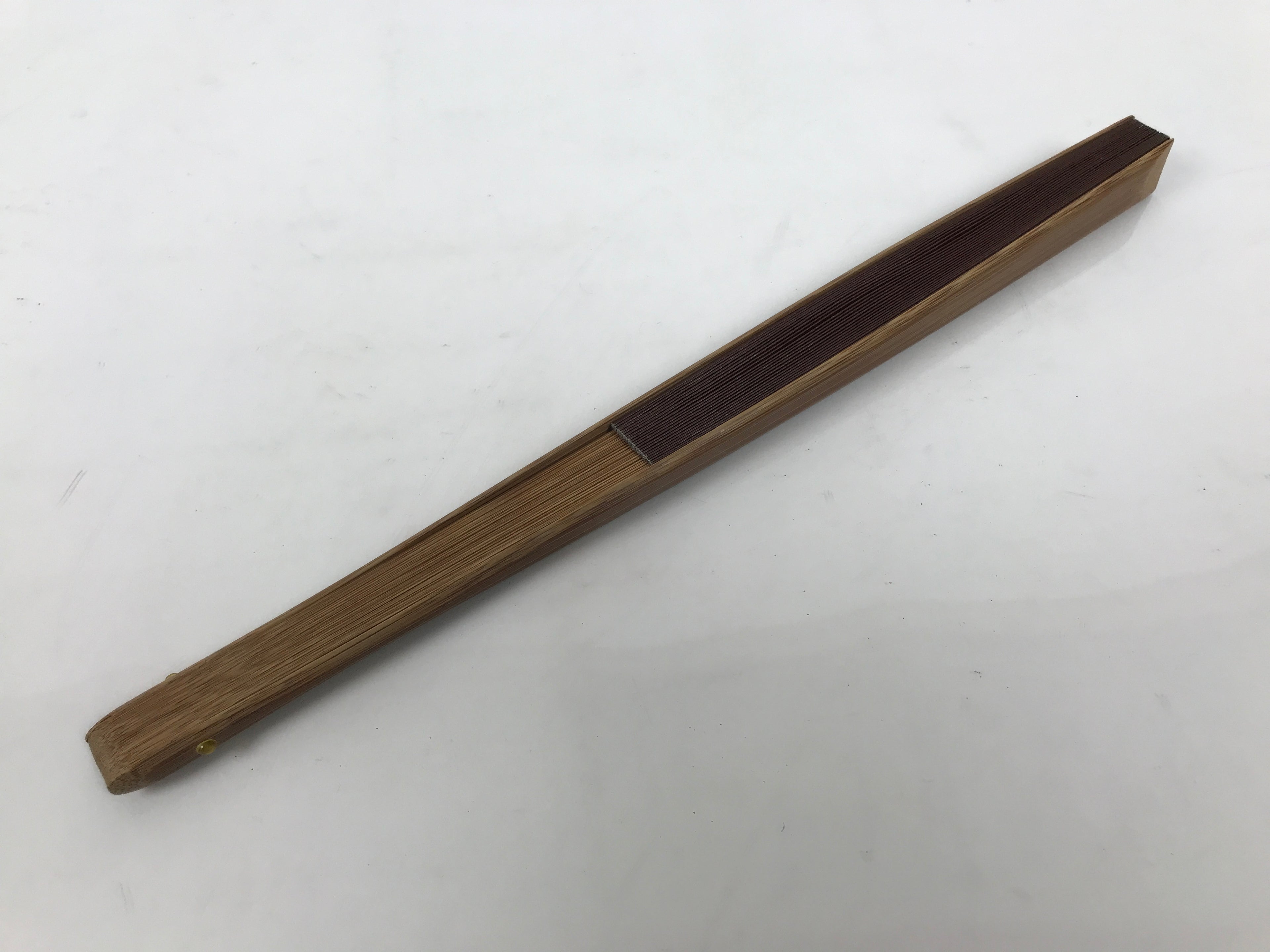 Japanese Large Paper Folding Fan Vtg Sensu Bamboo Frame Glossy Dark Brown 5D45-AD - Fan-chidorivintage.com