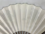 Japanese Paper Folding Fan Sensu Vtg Bamboo Frame White Kanji Calligraphy 5D93-AD - Fan-chidorivintage.com