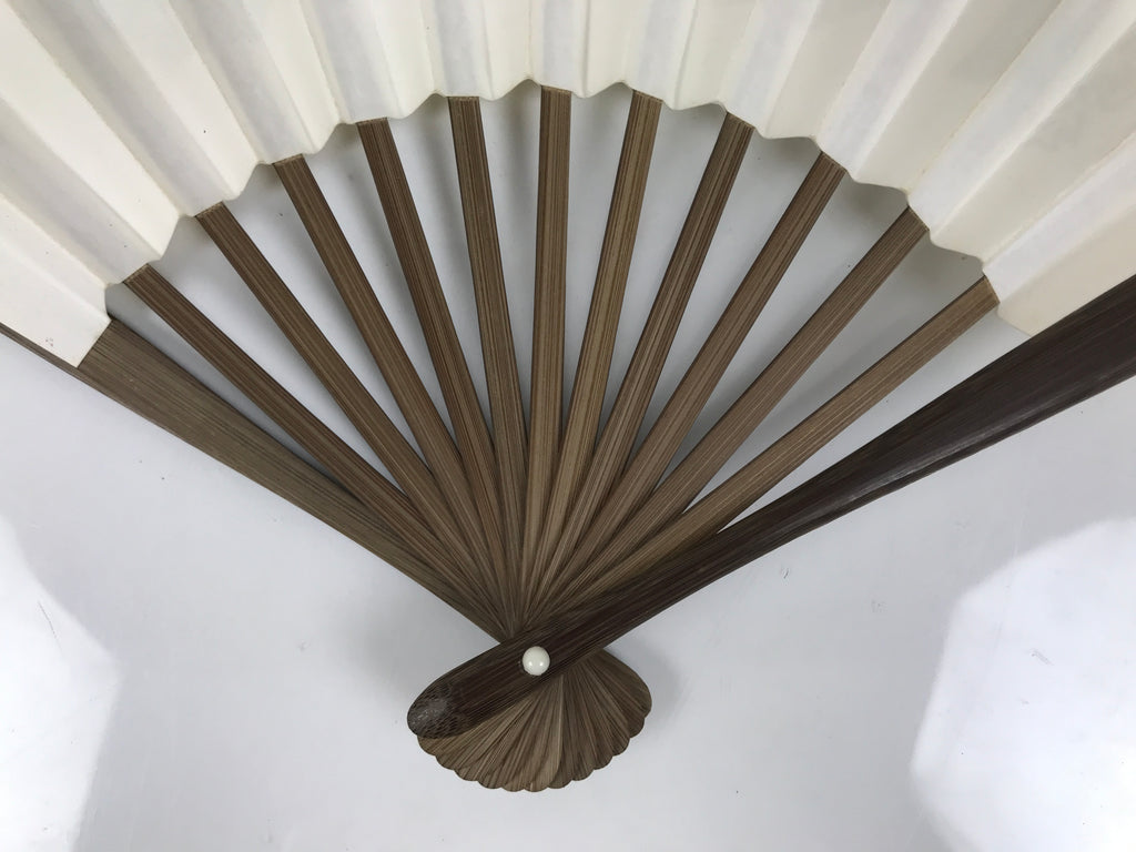 Japanese Paper Folding Fan Sensu Vtg Bamboo Frame White Kanji Calligraphy 5D93-AD - Fan-chidorivintage.com