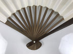 Japanese Paper Folding Fan Sensu Vtg Bamboo Frame White Kanji Calligraphy 5D93-AD - Fan-chidorivintage.com