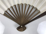 Japanese Paper Folding Fan Sensu Vtg Bamboo Frame White Kanji Calligraphy 5D93-AD - Fan-chidorivintage.com