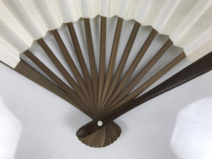 Vintage Japanese Folding Fan with Bamboo Stand Included