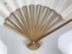 Japanese Paper Folding Fan Sensu Vtg Bamboo Frame White Naritasan Temple 5D95-AD - Fan-chidorivintage.com