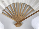 Japanese Paper Folding Fan Sensu Vtg Bamboo Frame White Naritasan Temple 5D95-AD - Fan-chidorivintage.com