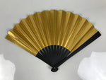 Japanese Paper Folding Fan Sensu Vtg Black Metal Frame Decorative Gold 5D46-AD - Fan-chidorivintage.com