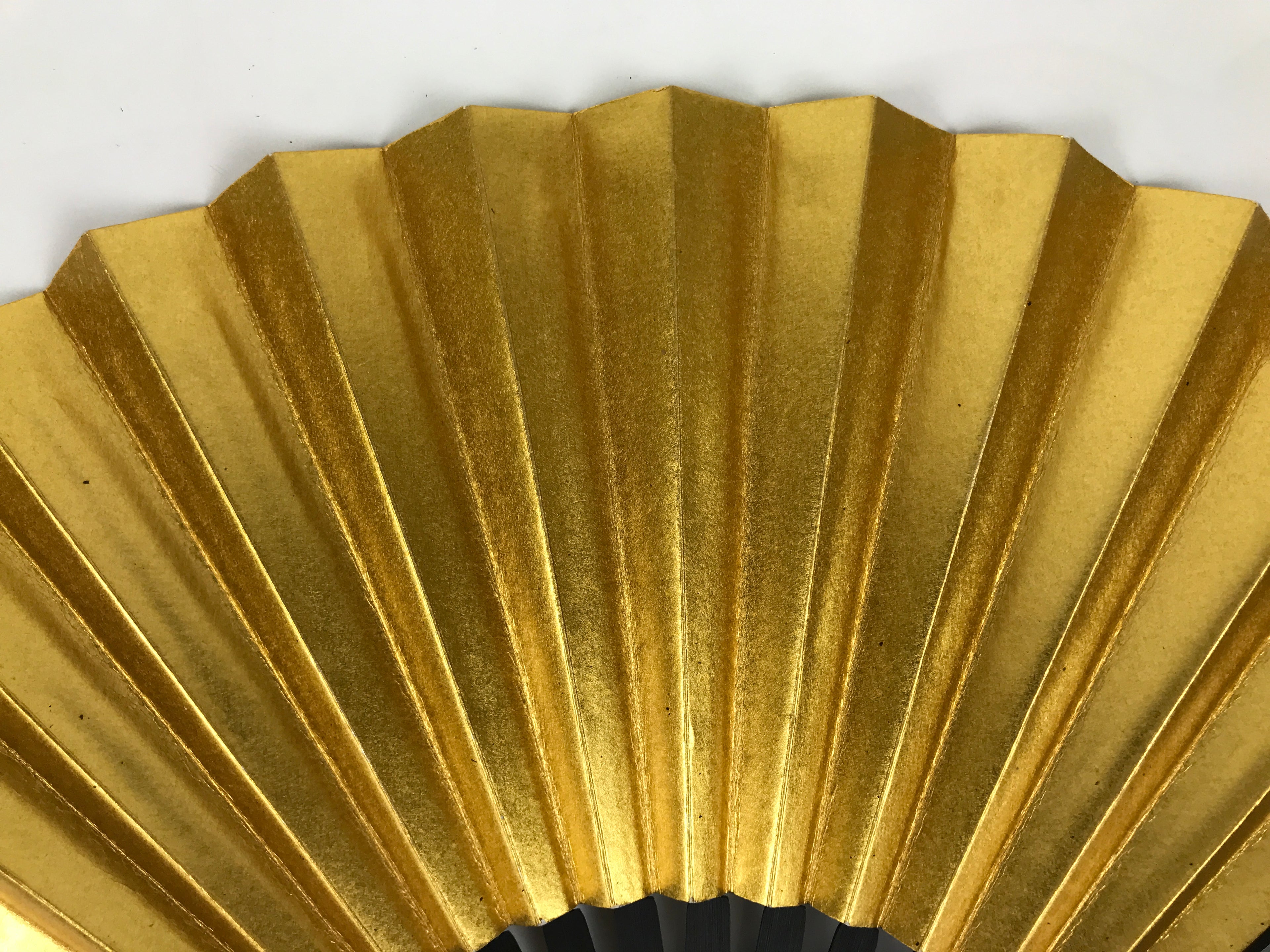 Japanese Paper Folding Fan Sensu Vtg Black Metal Frame Decorative Gold 5D46-AD - Fan-chidorivintage.com