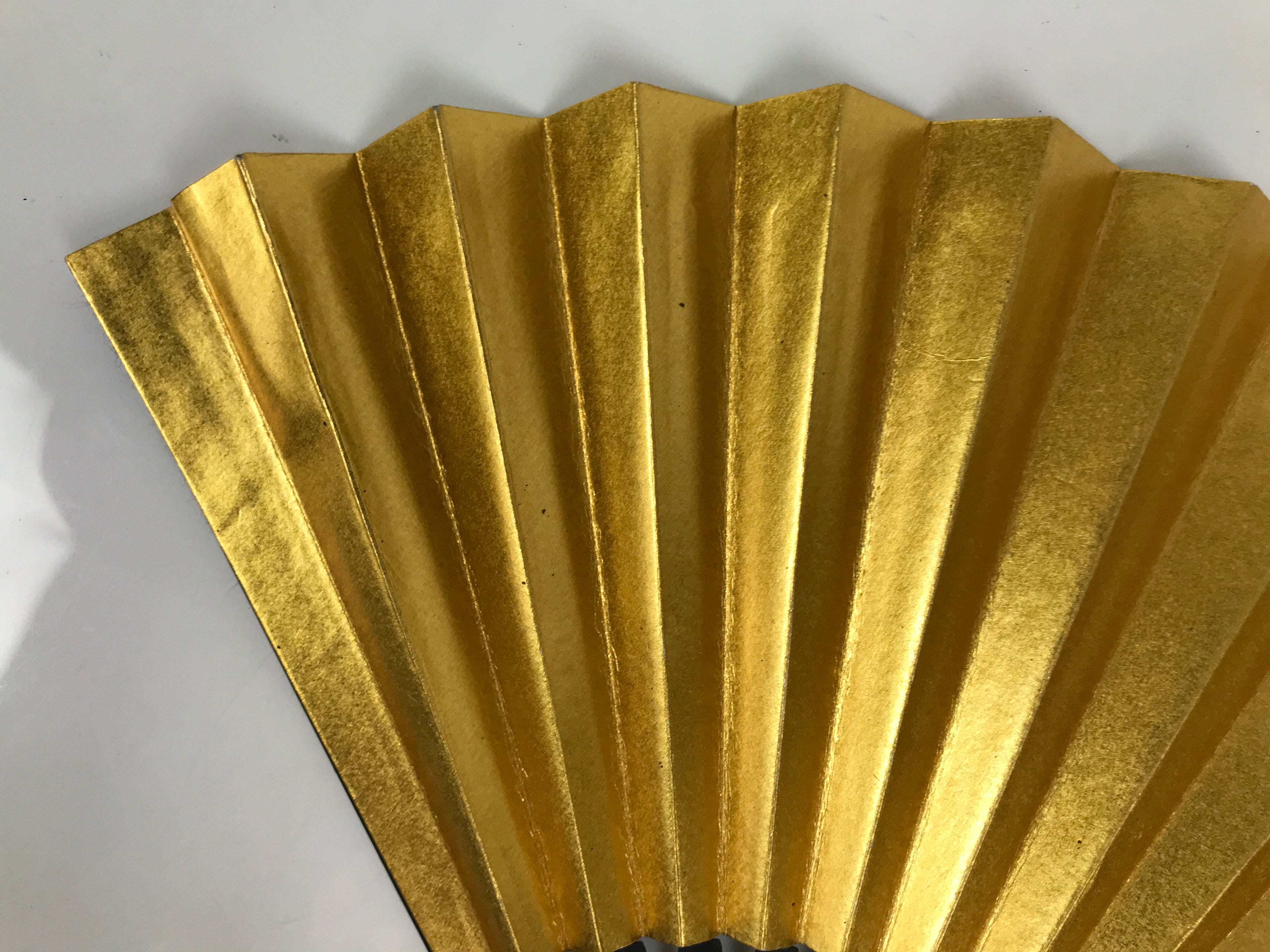 Japanese Paper Folding Fan Sensu Vtg Black Metal Frame Decorative Gold 5D46-AD - Fan-chidorivintage.com
