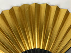 Japanese Paper Folding Fan Sensu Vtg Black Metal Frame Decorative Gold 5D46-AD - Fan-chidorivintage.com