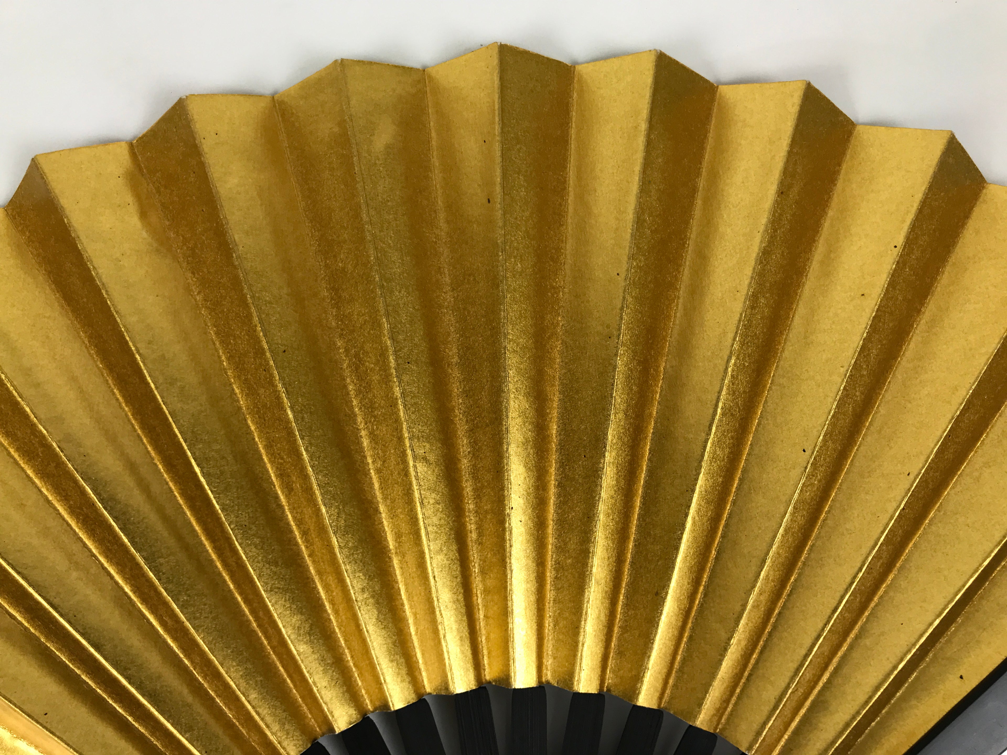 Japanese Paper Folding Fan Sensu Vtg Black Metal Frame Decorative Gold 5D46-AD - Fan-chidorivintage.com