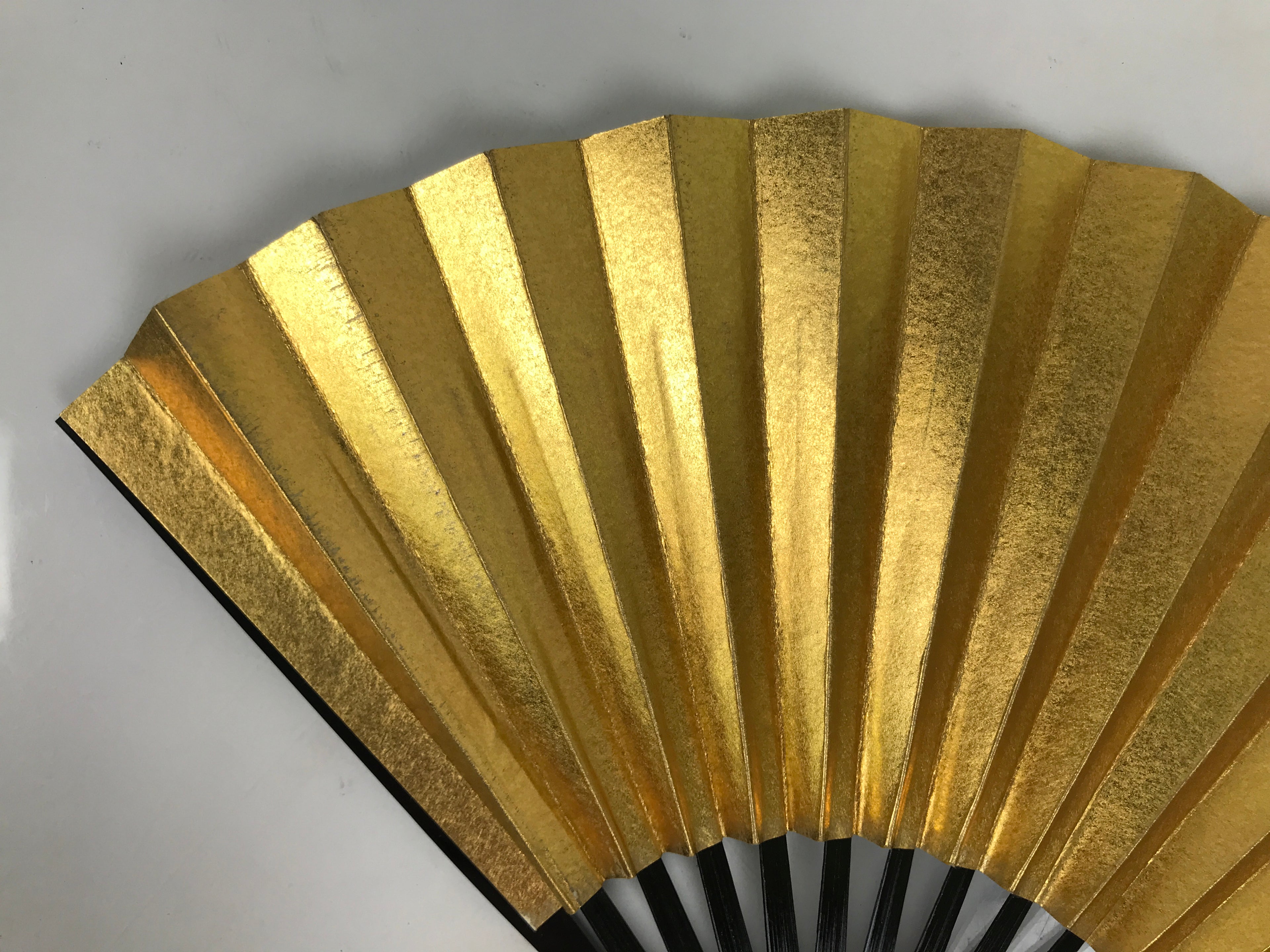 Japanese Paper Folding Fan Sensu Vtg Lacquered Bamboo Gold Silver Formal 5D47-AD - Fan-chidorivintage.com