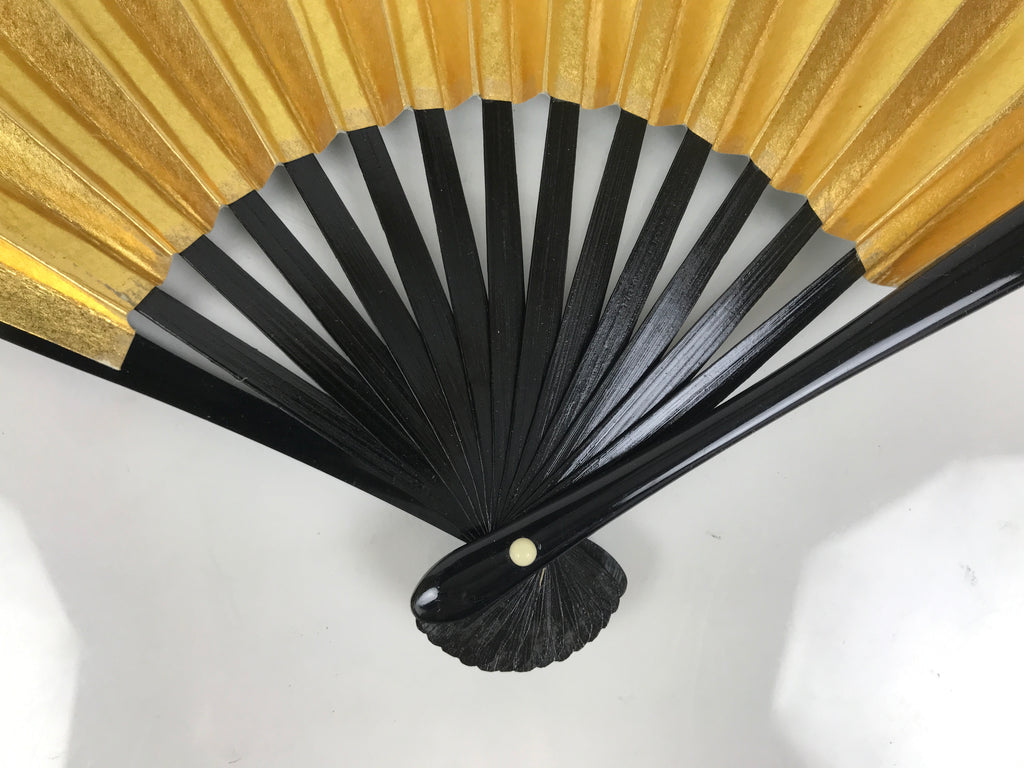 Japanese Paper Folding Fan Sensu Vtg Lacquered Bamboo Gold Silver Formal 5D47-AD - Fan-chidorivintage.com
