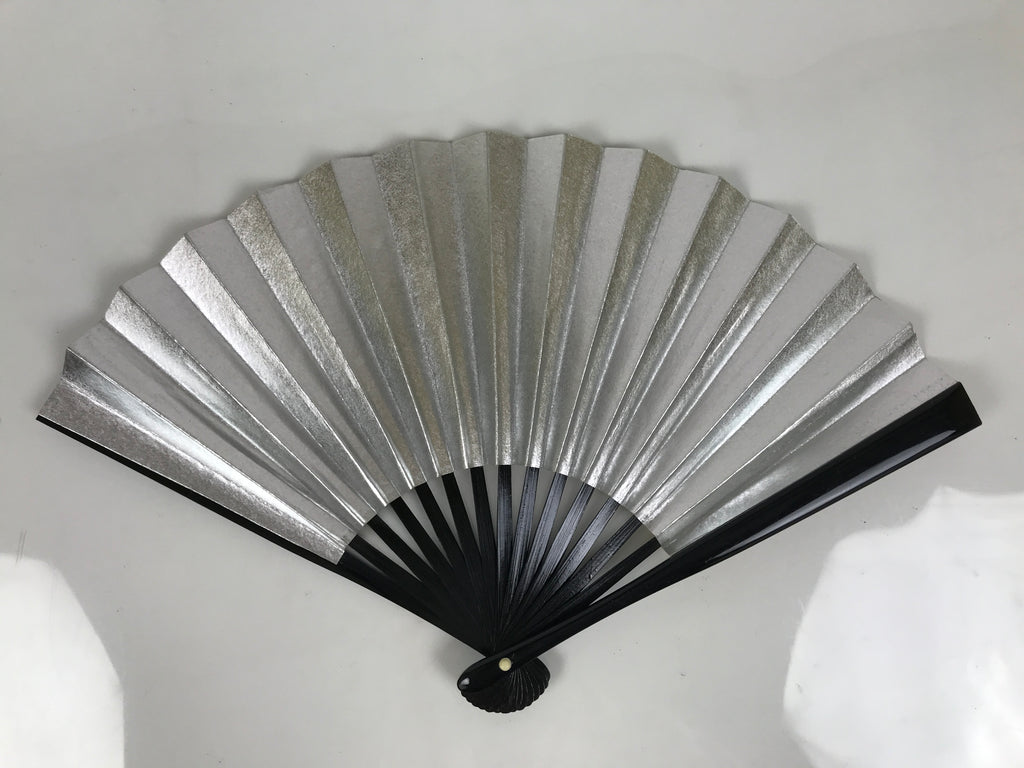 Japanese Paper Folding Fan Sensu Vtg Lacquered Bamboo Gold Silver Formal 5D47-AD - Fan-chidorivintage.com