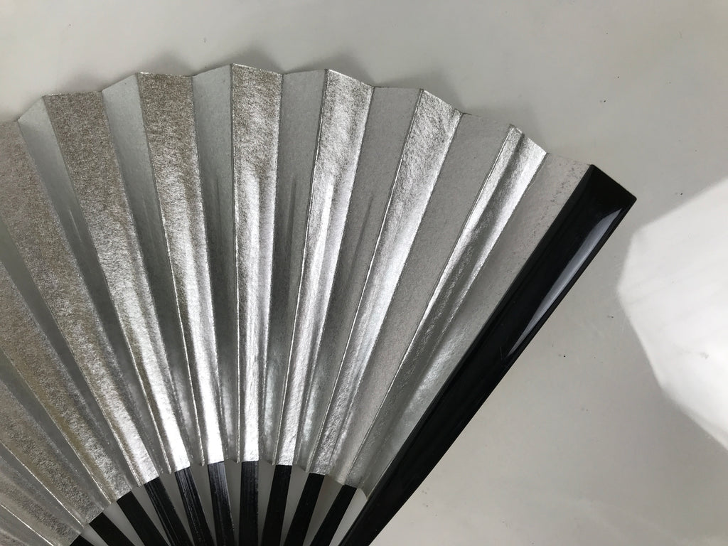 Japanese Paper Folding Fan Sensu Vtg Lacquered Bamboo Gold Silver Formal 5D47-AD - Fan-chidorivintage.com