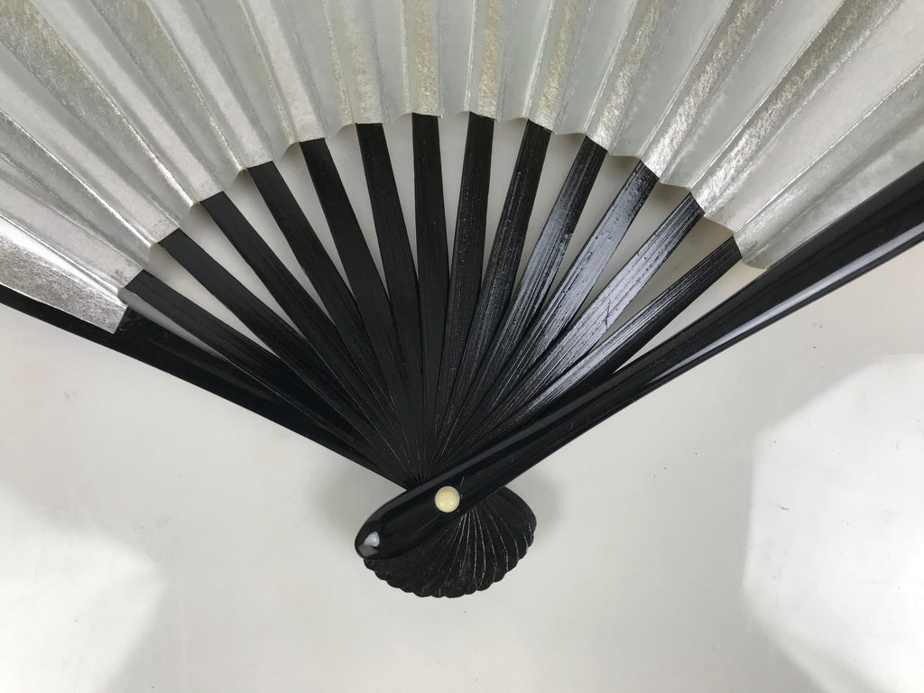 Japanese Paper Folding Fan Sensu Vtg Lacquered Bamboo Gold Silver Formal 5D47-AD - Fan-chidorivintage.com
