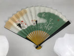 Japanese Paper Folding Fan Sensu Vtg Bamboo Frame Tea Ceremony Bird Plant 5D97-AD - Fan-chidorivintage.com
