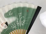 Japanese Paper Folding Fan Sensu Vtg Bamboo Frame Tea Ceremony Bird Plant 5D97-AD - Fan-chidorivintage.com