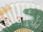 Japanese Paper Folding Fan Sensu Vtg Bamboo Frame Tea Ceremony Bird Plant 5D97-AD - Fan-chidorivintage.com