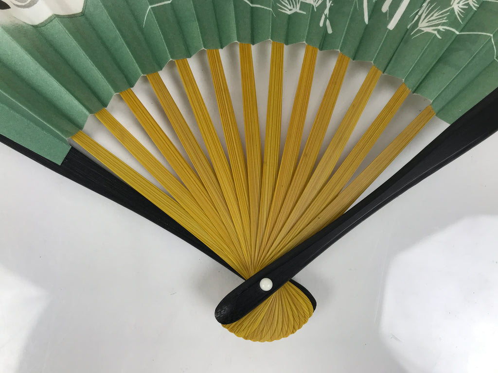 Japanese Paper Folding Fan Sensu Vtg Bamboo Frame Tea Ceremony Bird Plant 5D97-AD - Fan-chidorivintage.com