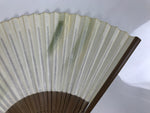 Japanese Paper Folding Fan Vtg Sensu Bamboo Frame Green Gold Brush Stroke 5D48-AD - Fan-chidorivintage.com