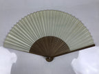 Japanese Paper Folding Fan Vtg Sensu Bamboo Frame Green Gold Brush Stroke 5D48-AD - Fan-chidorivintage.com