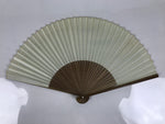 Japanese Paper Folding Fan Vtg Sensu Bamboo Frame Green Gold Brush Stroke 5D48-AD - Fan-chidorivintage.com