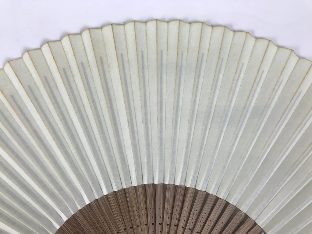 Japanese Paper Folding Fan Vtg Sensu Bamboo Frame Green Gold Brush Stroke 5D48-AD - Fan-chidorivintage.com
