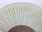 Japanese Paper Folding Fan Vtg Sensu Bamboo Frame Green Gold Brush Stroke 5D48-AD - Fan-chidorivintage.com