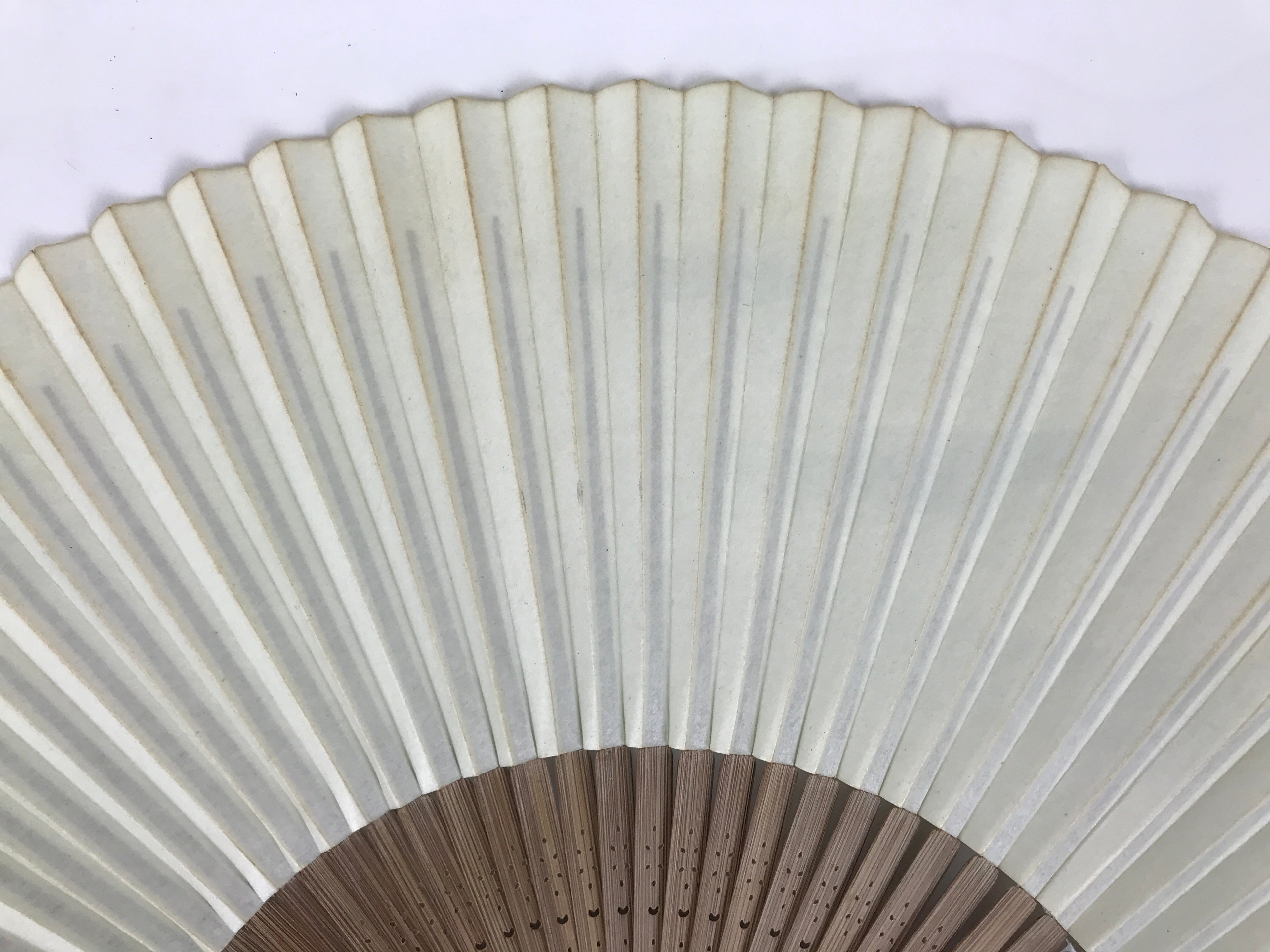 Japanese Paper Folding Fan Vtg Sensu Bamboo Frame Green Gold Brush Stroke 5D48-AD - Fan-chidorivintage.com