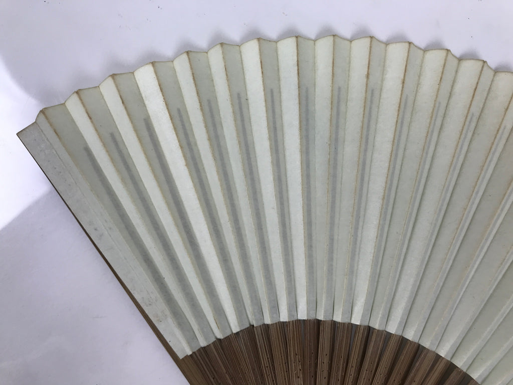 Japanese Paper Folding Fan Vtg Sensu Bamboo Frame Green Gold Brush Stroke 5D48-AD - Fan-chidorivintage.com