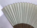 Japanese Paper Folding Fan Vtg Sensu Bamboo Frame Green Gold Brush Stroke 5D48-AD - Fan-chidorivintage.com