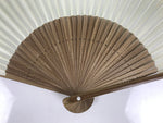 Japanese Paper Folding Fan Vtg Sensu Bamboo Frame Green Gold Brush Stroke 5D48-AD - Fan-chidorivintage.com